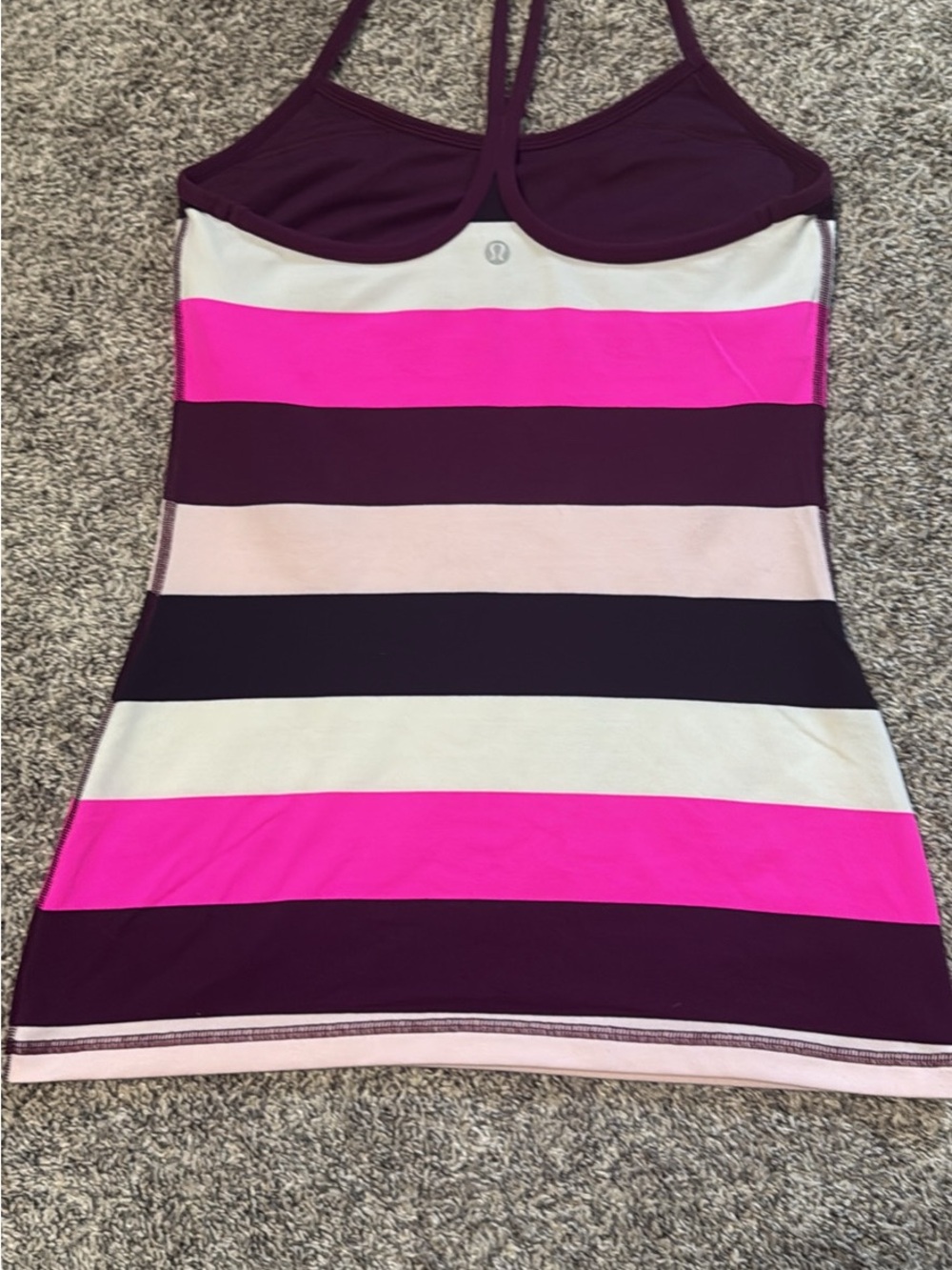 lululemon Pink & Raspberry Striped Power Y Tank S/M